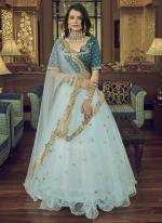 Heavy Nylon Net Sky Blue Wedding Wear Sequence Work Lehenga Choli